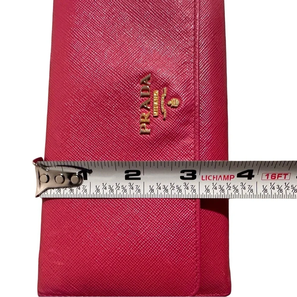 Authentic Prada Saffiano Leather Continental Flap Wallet Peonia/Begonia PinkGold